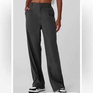 Alo High-Waist Pursuit Trouser Anthracite Charcoal Gray Wide-Leg Pants Medium